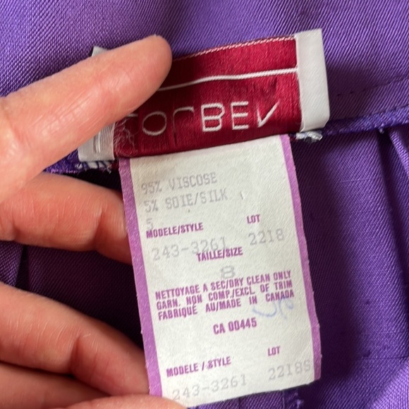 Vintage High Waisted Button Front Pleated A-Line Skirt Eggplant Purple - Picture 11 of 15